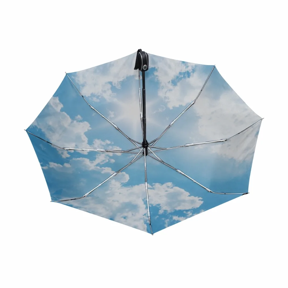 Creative Sky Luxury Fashion Three Folding Automatic Umbrella Rain Women Windproof Sun Protection Durable Umbrella Parapluie