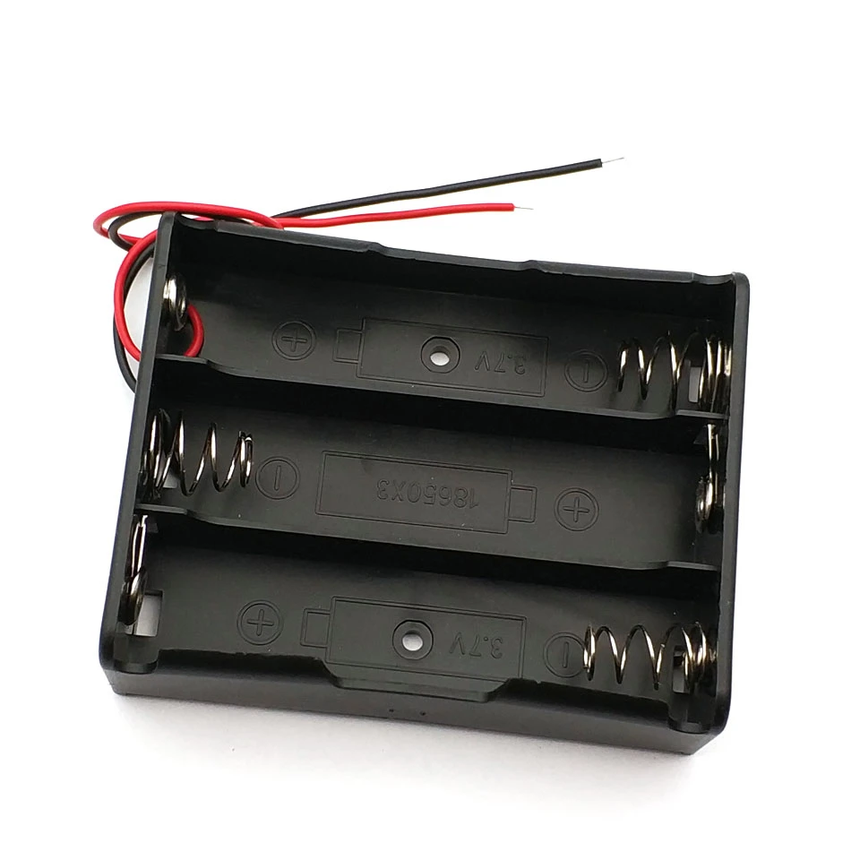 Plastic 3 Way 18650 Battery Storage Case Box Holder for 3x 18650 Batteries with Wire Leads