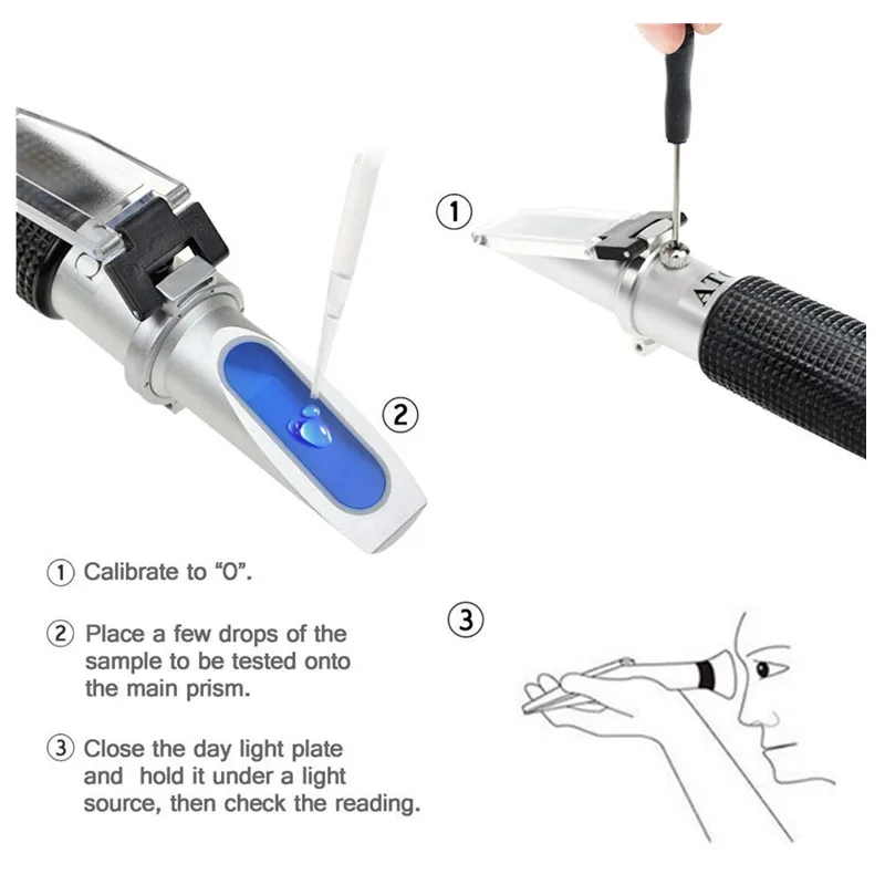 0-10% Salinometer Salty Refractometer Salinity Salt Concentration 1.000-1.070SG Salty Analyzer ATC For Aquarium Seawater Food