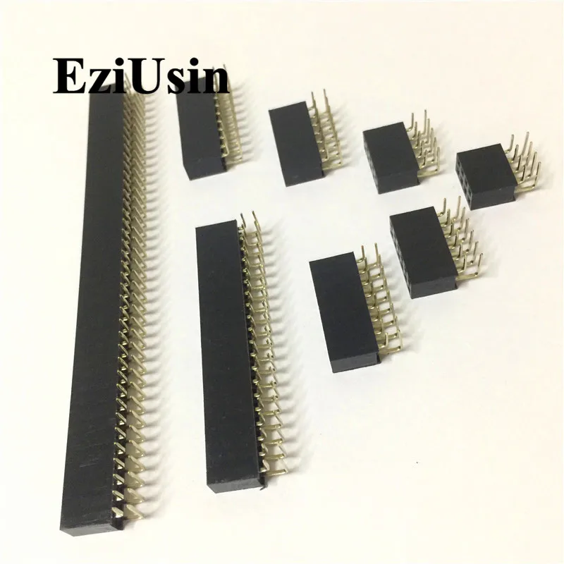 2.54Mm R/Een Dubbele Rij Vrouwelijke 2 ~ 40P Pcb Board Haakse Pin Header Socket Connector pinheader 2 */4/6/10/20/40Pin Voor Arduino