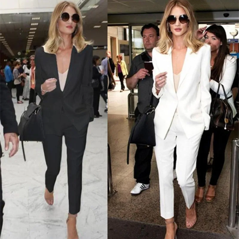 

High-quality2018 spring and autumn new loose white small suit Europe and the United States fashion ladies casual Two pieces/set