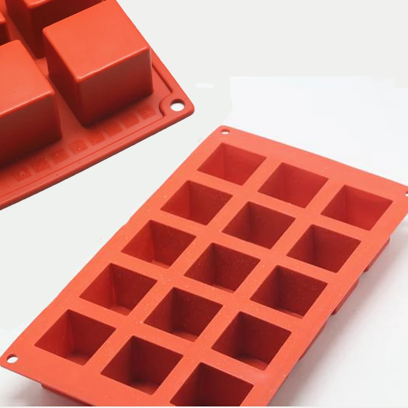 100% Silicone High Quality 1 PC 15 Cavities Sqaure Cube Shape 4*4*4 cm Silicone Small Cake Mold Soap Moulding Tools Ice Tray