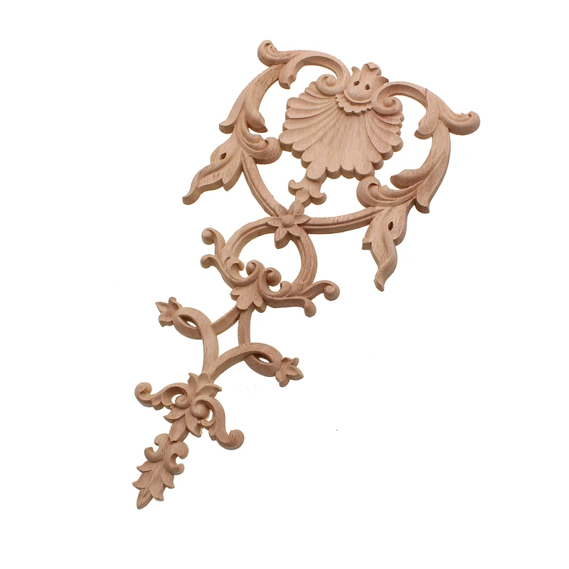 VZLX Floral Wood Carved Corner Applique Wooden Carving Decal Furniture Cabinet Door Frame Wall Home Decoration Accessories