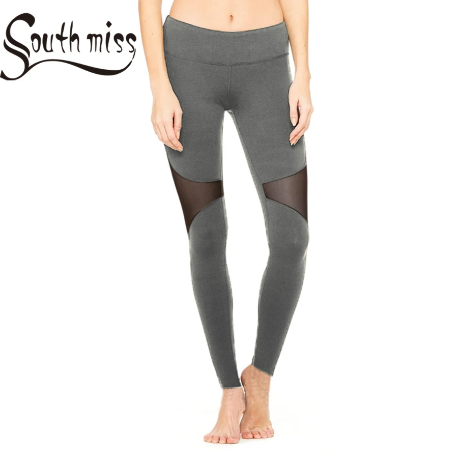 Southmiss Sexy Tập Yoga Quần Legging Cao cấp Phối Lưới Đen Miếng Dán Cường Lực Cô Gái Tập Yoga Eo Thấp Chạy Quần