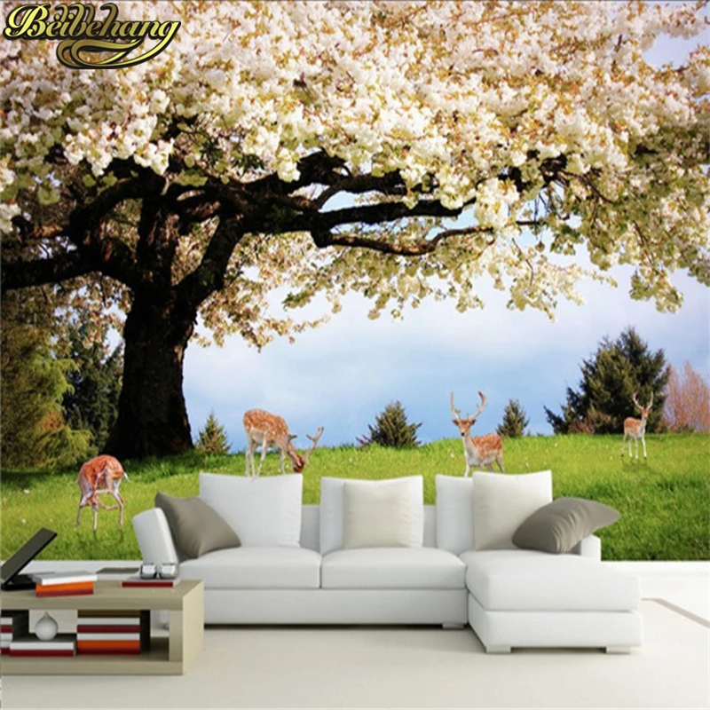 

beibehang Custom photo wall paper roll forest tree deer scenery TV background wallpaper 3d papel mural wallpaper flooring paper