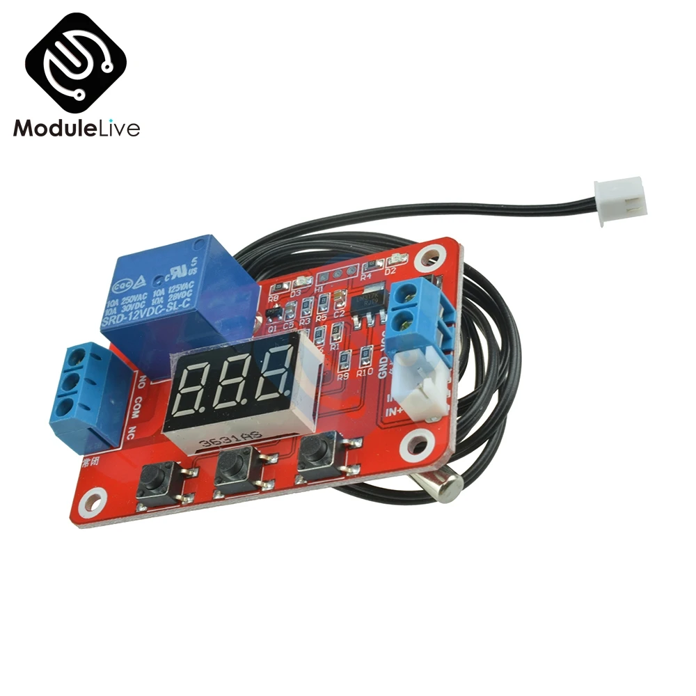 DC 12V Digital LCD Temperature Display Module Sensor Relay Switch Control Controller Heating Cooling -20-100 Centigrade