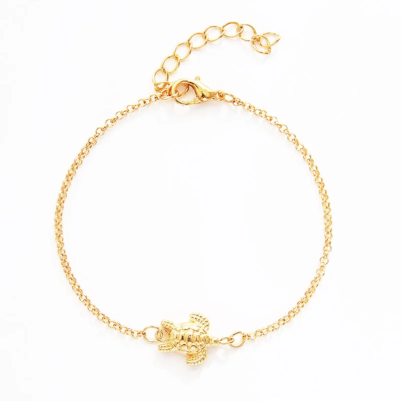 Gold Color Metal Tortoise Charm Bracelets For Women Adjustable Link Chain Turtle Bracelet Couple Bangle Jewelry