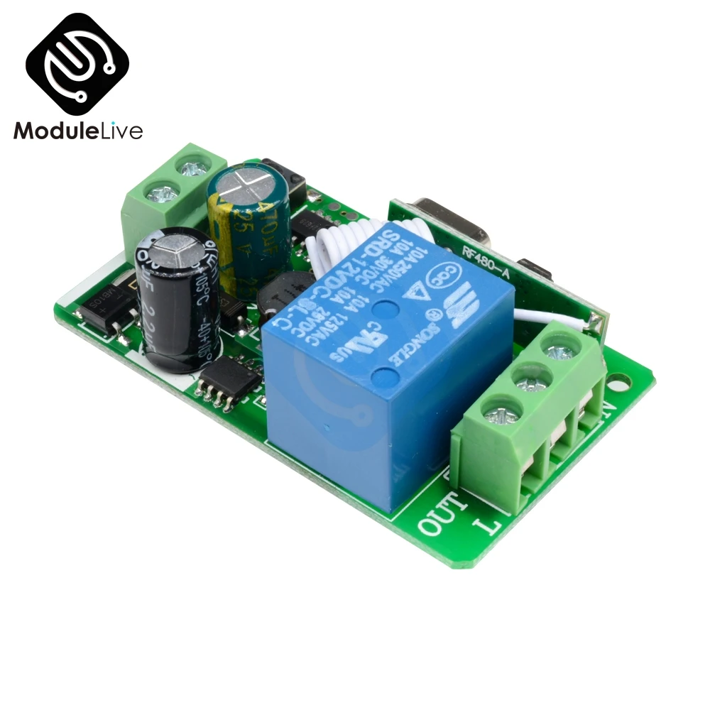 315MHZ 433MHz DC 12V 220V 10A 1CH 1 Way Ch Channel Wireless RF Remote Control Board Transmitter Receiver Relay Switch Module