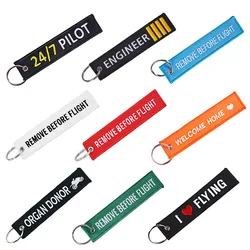 Car keychain Motorcycle Key Chain Remove Before Flight chaveiro para carro Airworthy Key Chains Embroidery Keyring for Pilot Key