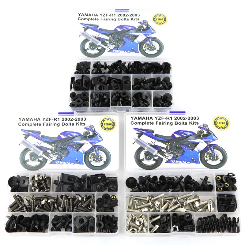 Kit completo de tornillos de carenado para motocicleta Yamaha YZF-R1 R1 2002 2003, Clips de carenado de tornillo para carrocería, juego de Kit de acero