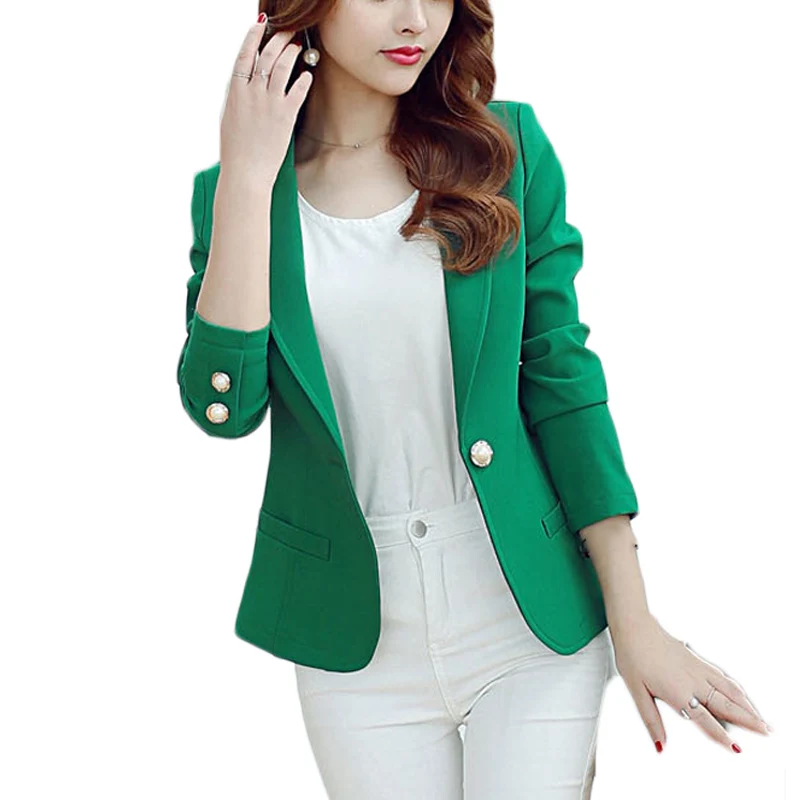 OHRYIYIE Green/Yellow Single Button Ladies Blazers Women 2023 Spring Autumn Women Suit Jackets Blazer Femme Office Tops Coats