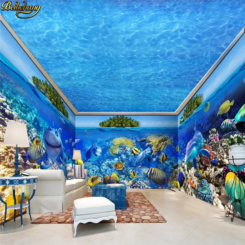 

beibehang Custom Photo Wallpaper 3D Underwater world animal Landscape Living Room Bedroom Backdrop Wall paper Mural Wall Papers