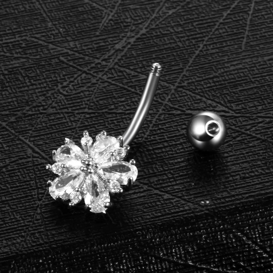 1PC Nombril Piercing Gem Belly Bar Piercing Crystal Heart Ombligo Navel Button Piercings 14G Dangle Earrings Sexy Women Jewelry