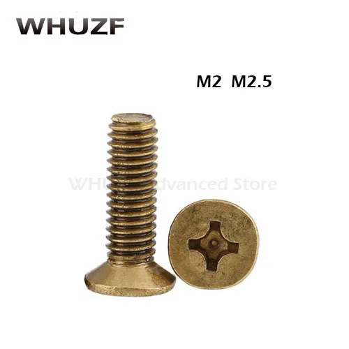 100Pcs Metric Thread M2 M2.5 M3 Brass Countersunk Head Phillips Screws