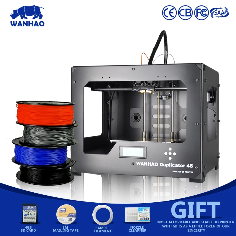 2018 Cheapest High Precision Full Metal Frame With Heated Bed 3D Printer High Performance wanhao D4S Dual Extruder 3D Printer