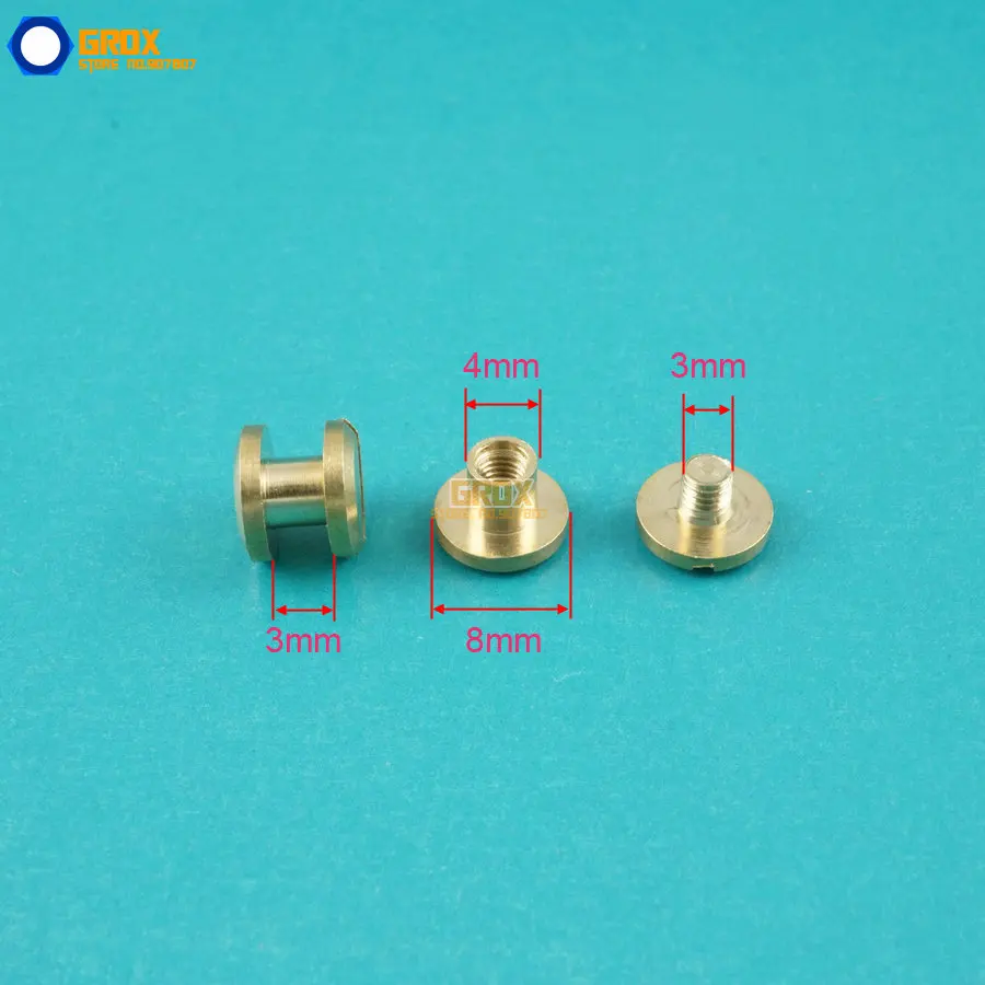 50 Set 8*3mm Ottone Massiccio Rivet Chicago Vite per Artigianale In Pelle Cintura Portafoglio/Appartamento