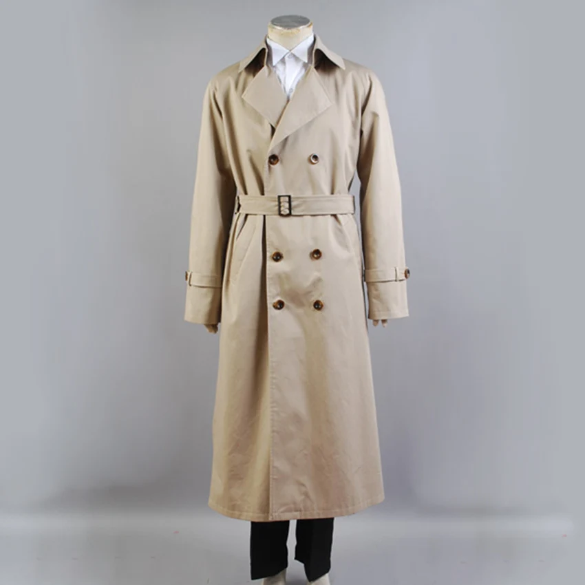 Supernatural Hunter Angel Emmanuel Cas/Castiel Twill Trench Coat Cosplay Costume image 3
