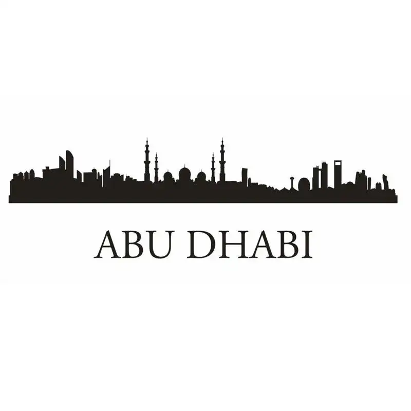 ABU DHABI City Decal Landmark Skyline Wall Stickers Sketch Decals Poster Parede Home Decor Sticker