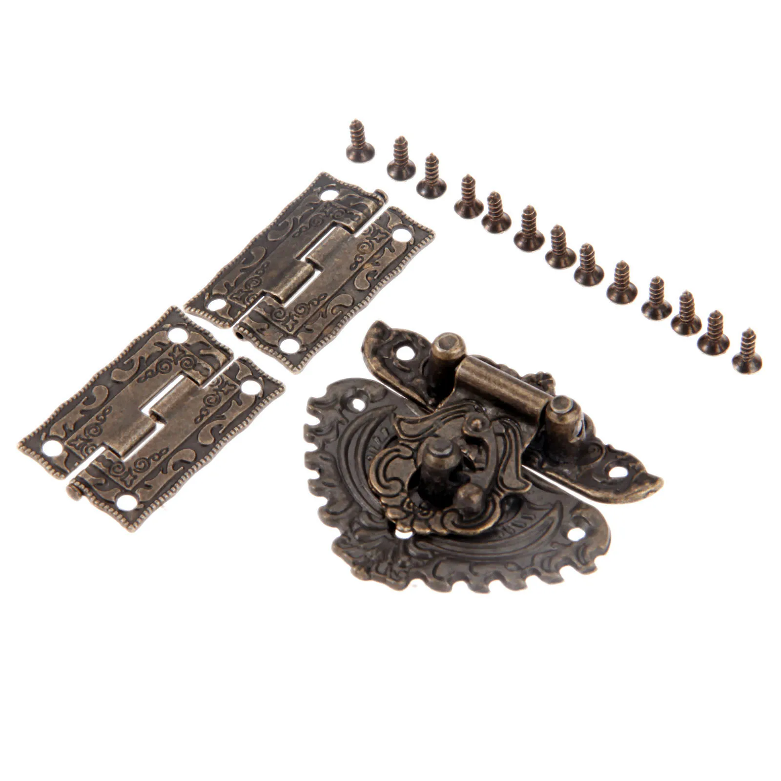 

Антикварная ювелирная подарочная деревянная коробка, засов для чемодана, защелка, крючок, мебельная пряжка, застежка, замок с 2 шт., винтажные петли для шкафа с винтами