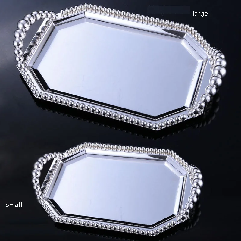 Europe Silver plated cake pan tray kitchen tray metal Wedding Dessert table decoration storage tray serving snack trays SNTP008B