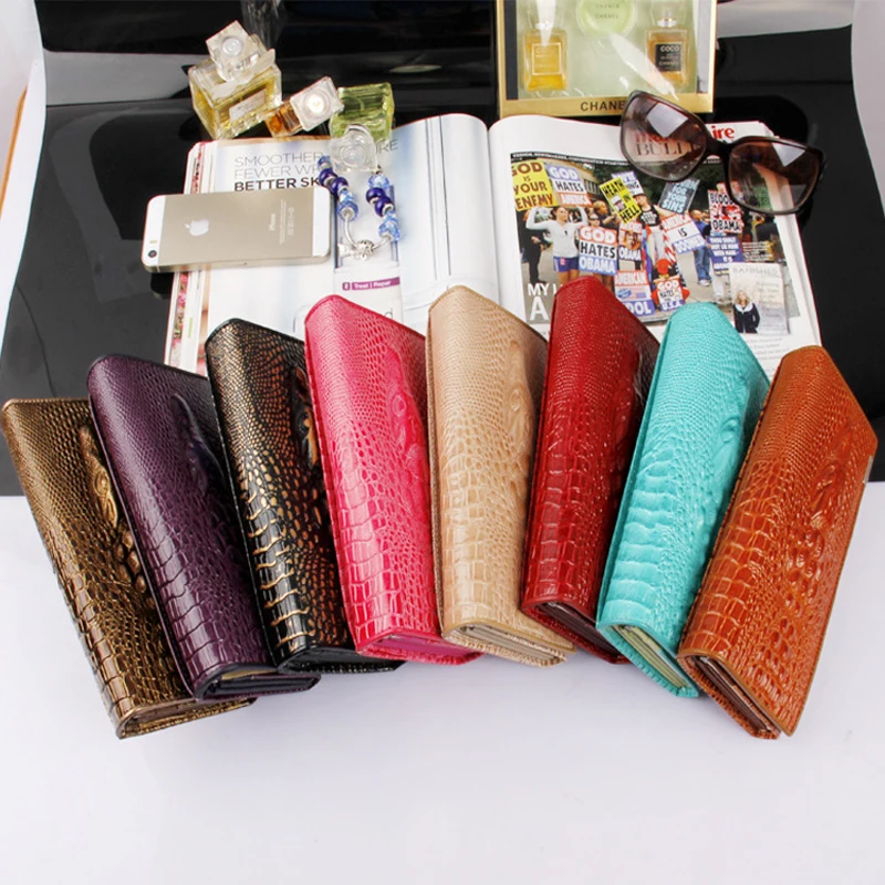 2023 Women Wallets Luxury Brand Wallets Designer Purse Genuine Leather 3D Alligator Hasp Coin Purse Female Long Clutch Bag S080