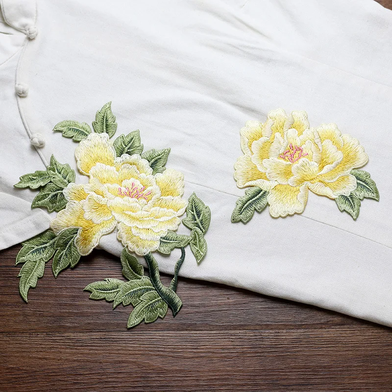 Idyllic Rich Peony Flower Embroidery Craft Cloth Decoration   Cheongsam Applique Decoration Hand Sewing DIY Clothing Patch