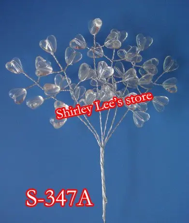 

Wholesale --NEW!!! 36 Bunches=216 stems X Pretty Clear Acrylic Heart Shape Leaf Spray On Silver Stem,Wedding