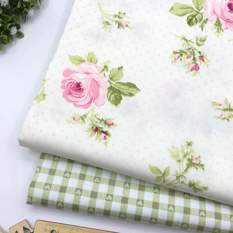 Panno in twill di cotone 100% elegante floreale rosa dot verde check cuore fiori tessuti per abbigliamento fai da te abito trapuntato patchwork decor