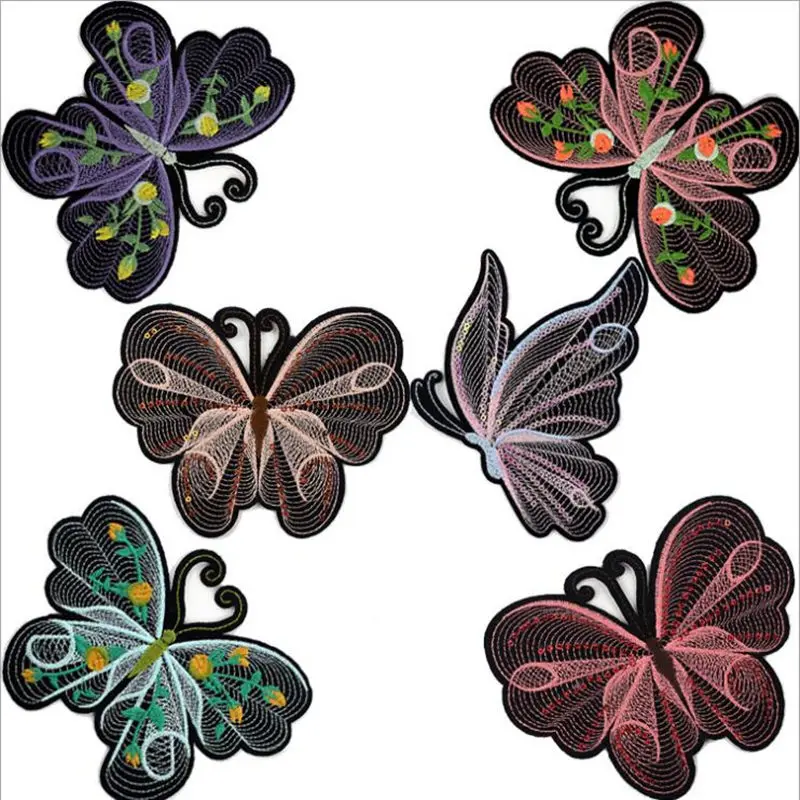 Iron On Patches For Clothing Multicolor 3D Paillette Sequin Butterfly Embroidery Patch Appliques Badge Stickers For Clothes