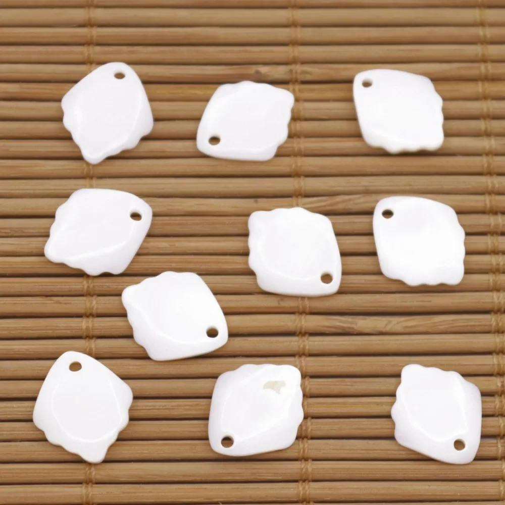 10 PCS 12mmX14mm Natural White Mother of Pearl Jewelry Making Shell  Fish Shape