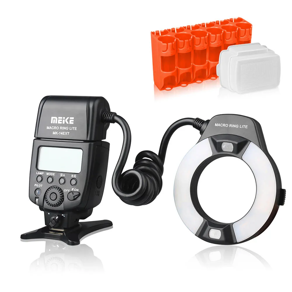 

Meike MK-14EXT MK-14EXT-C E-TTL Macro LED Ring Flash Speedlite with LED AF Assist Lamp for Canon EOS DSLR Camera