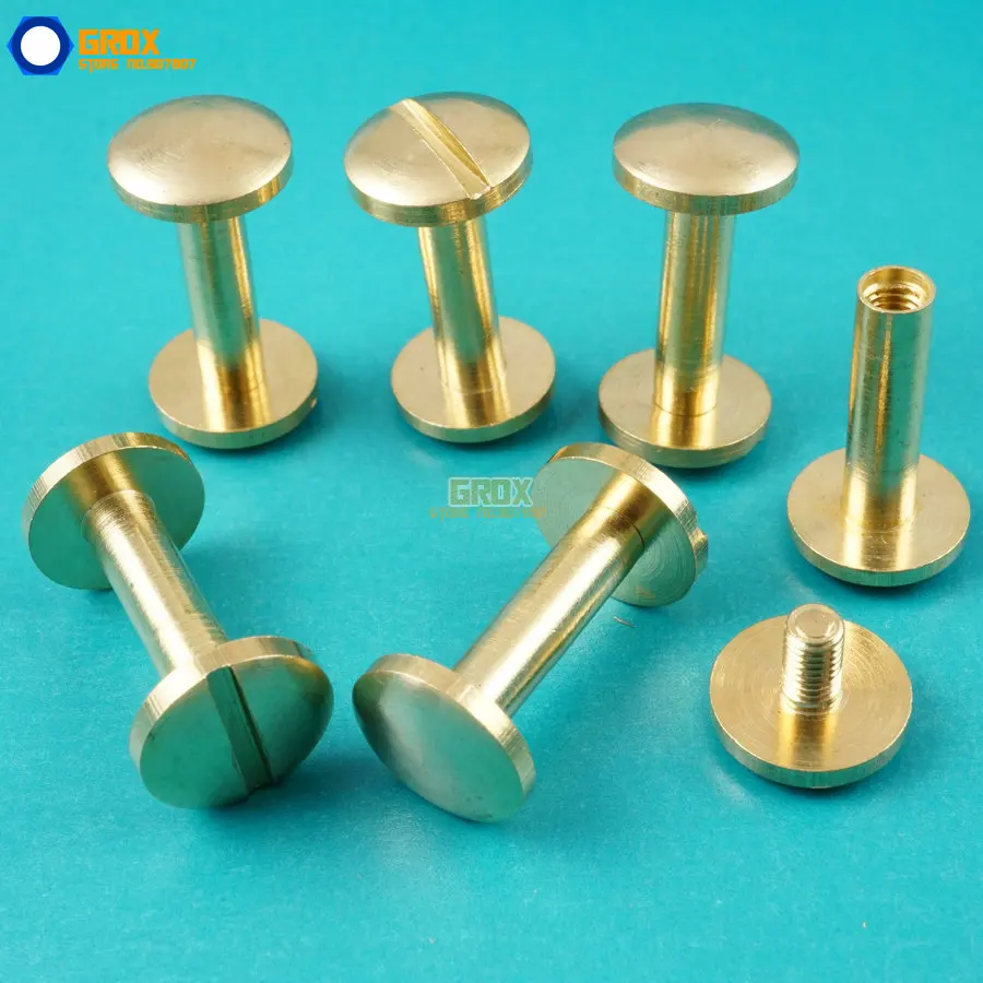 50 Set 10*14mm Solid Brass Rivet Chicago Screw for Leather Craft Belt Wallet / Cambered