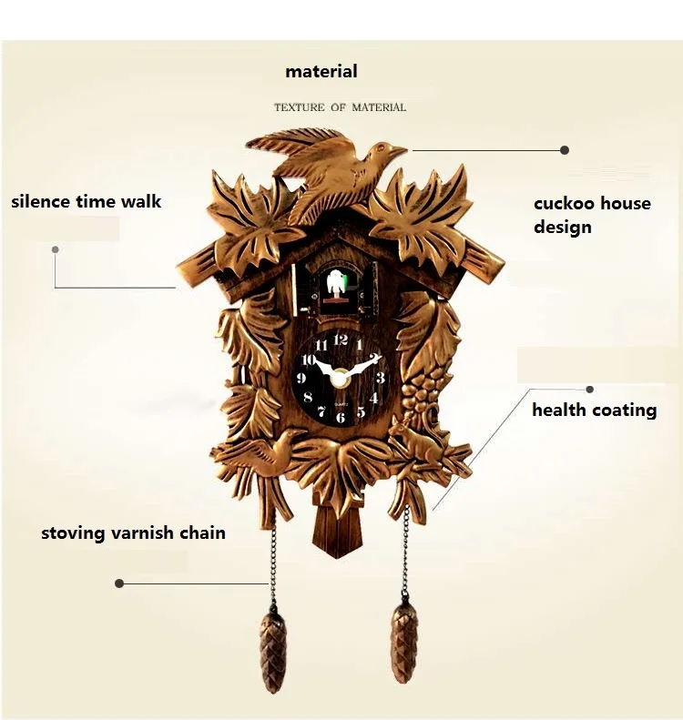 14inch Cuckoo Clock Living Room Wall Clock Bird Cuckoo Alarm Clock Wall-watch Children Unicorn Decorations Home Day Time Alarm