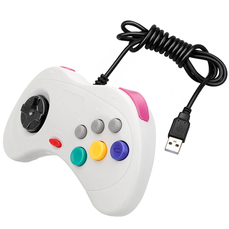 ViGRAND 2 PZ nero bianco Per Sega Saturn USB Wired game Controller Gamepad JoyPad Joystick Per PC