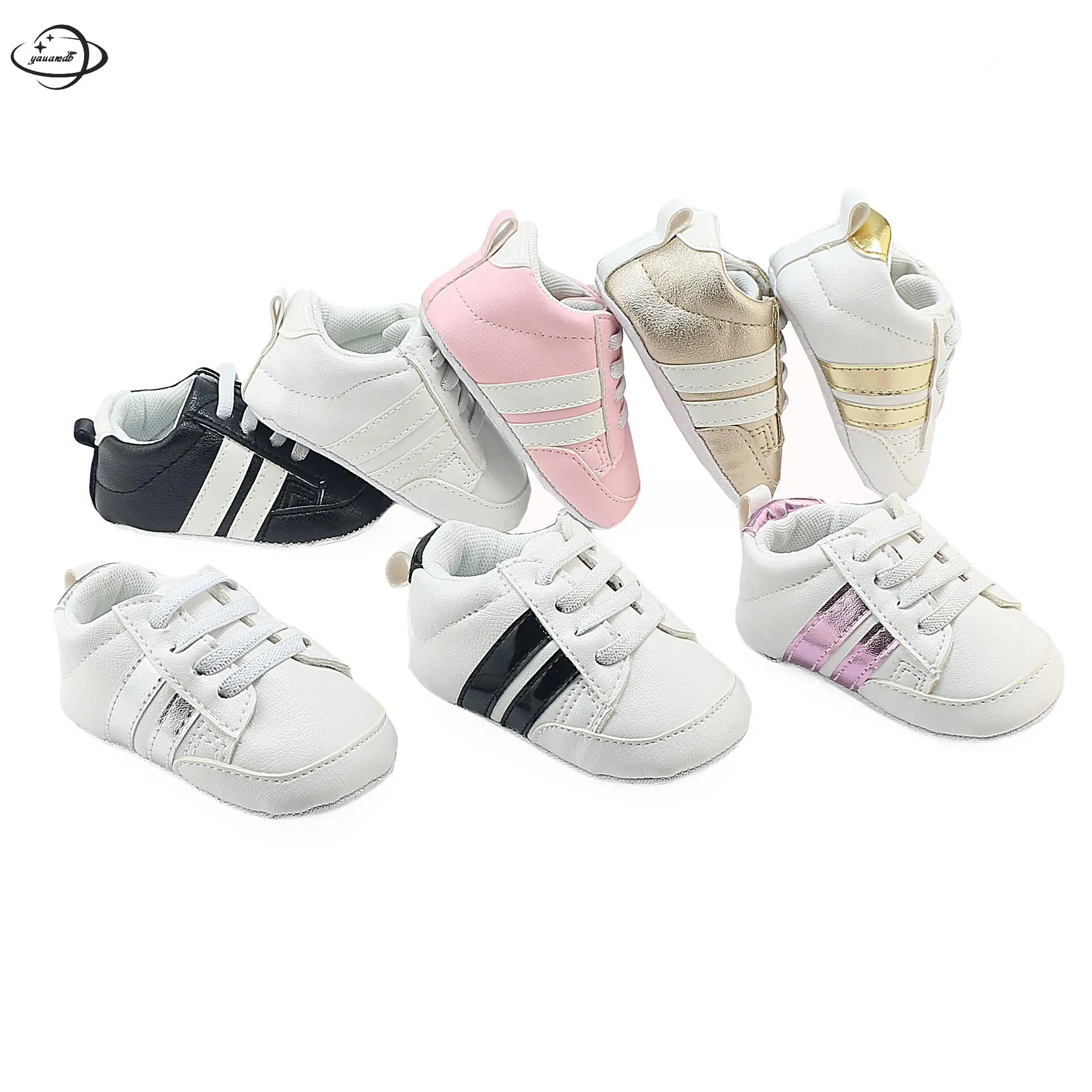 Yauamdb Newborn Baby First Walkers Spring Autumn Leather Girls Boys Striped Toddler Shoes Soft Bottom Infant Footwear Ly21