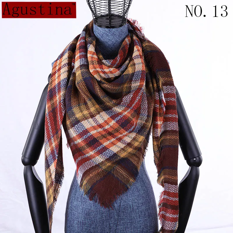 women Plaid scarf winter cashmere tartans scarf shawl poncho triangle scarfs luxury capes pashmina ladies scarves womens shaws