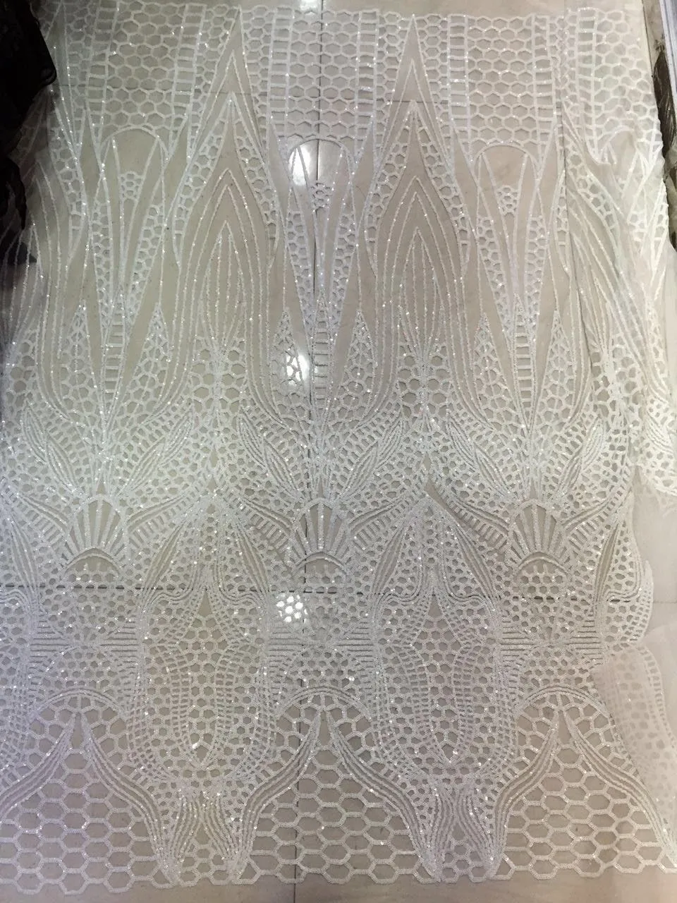 

Mesh sequins fabric French net Fabric For party dress J-12144