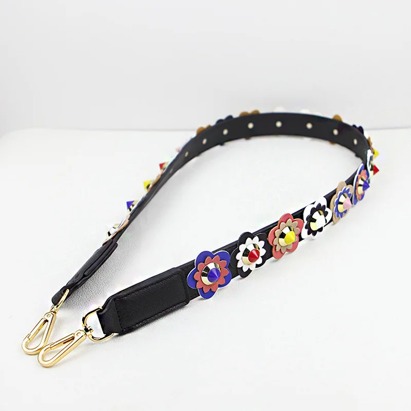 Customized Women Bag Strap Flower Strap Belt PU Leather Shoulder Cross body Messenger Bag Band for Bag DIY Handmade Accessories