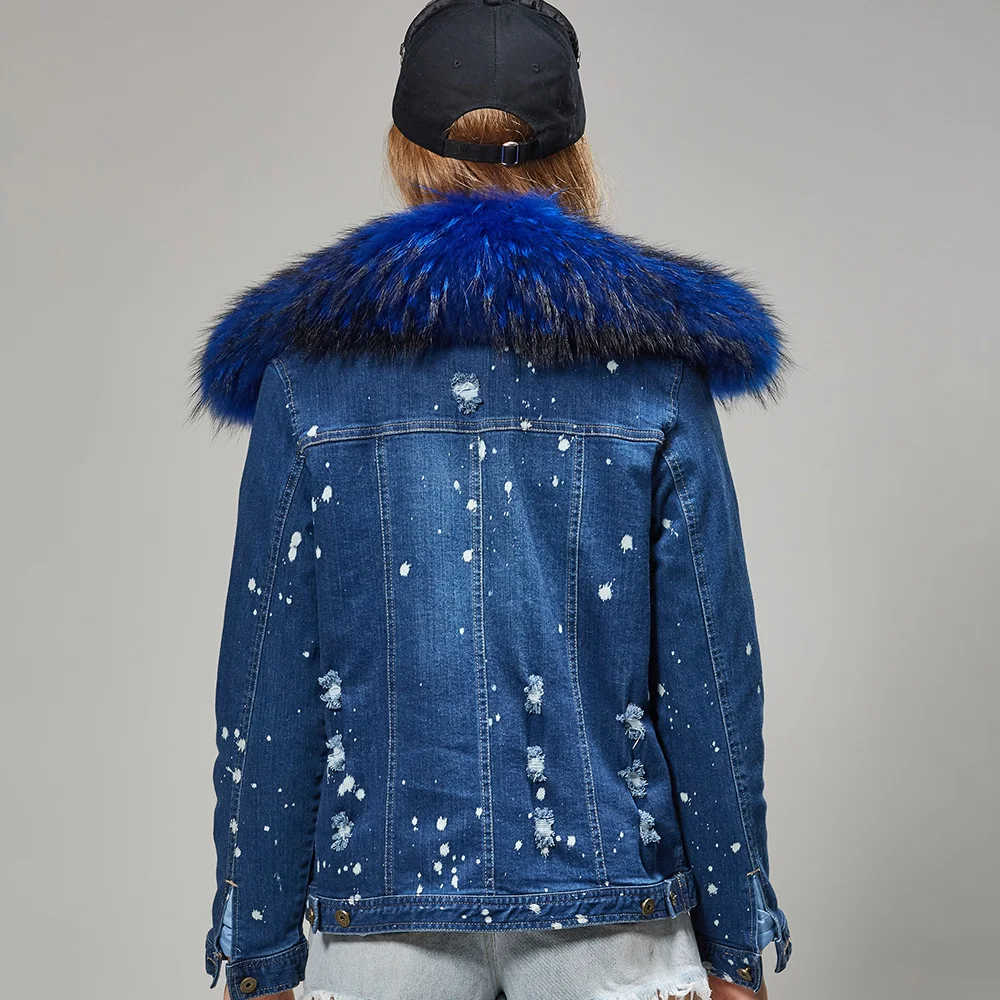 Maomaokong 2020 autunno inverno cappotto donna giacca di jeans ragazza bomber giacca in pelliccia sintetica fodera spessa cappotto in pelliccia di