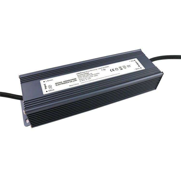 24W 200W Triac dimmable led driver waterproof light transformer AC 220V to dc12v led power supply 24V,AC90-130V/AC180-250V input