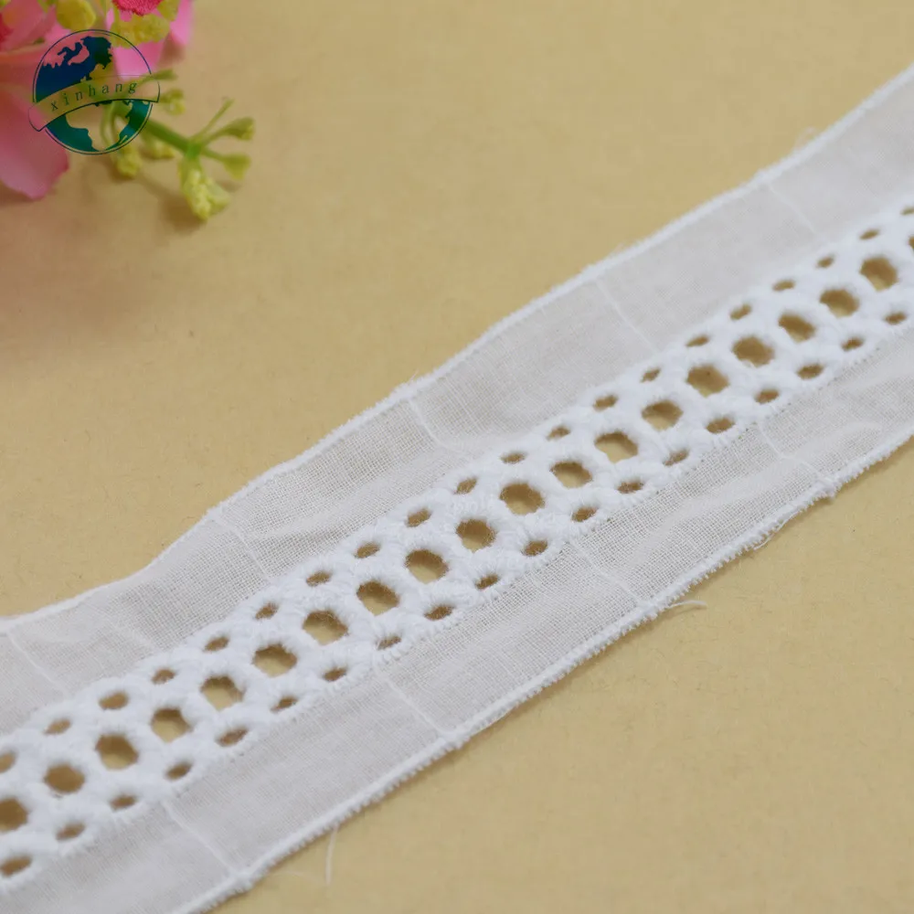 4cm Width White Pure Cotton Embroidery Lace Sewing Ribbon Fabric Guipure Diy Trims Warp Knitting DIY Garment Accessories#3660