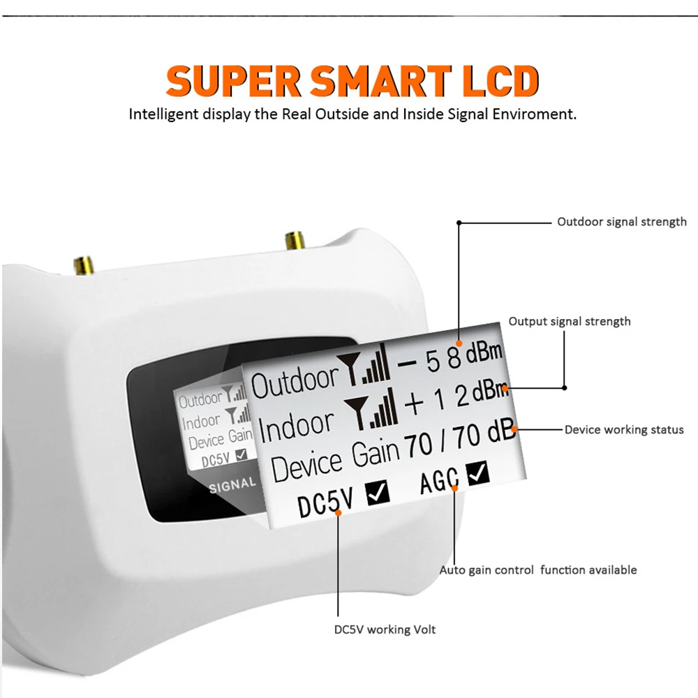 ATNJ LCD Display 70dB Gain 4G LTE 1800mhz Repeater DCS 1800 Cellphone Signal Booster Mobile Cellular Amplifier Repetidor Celular