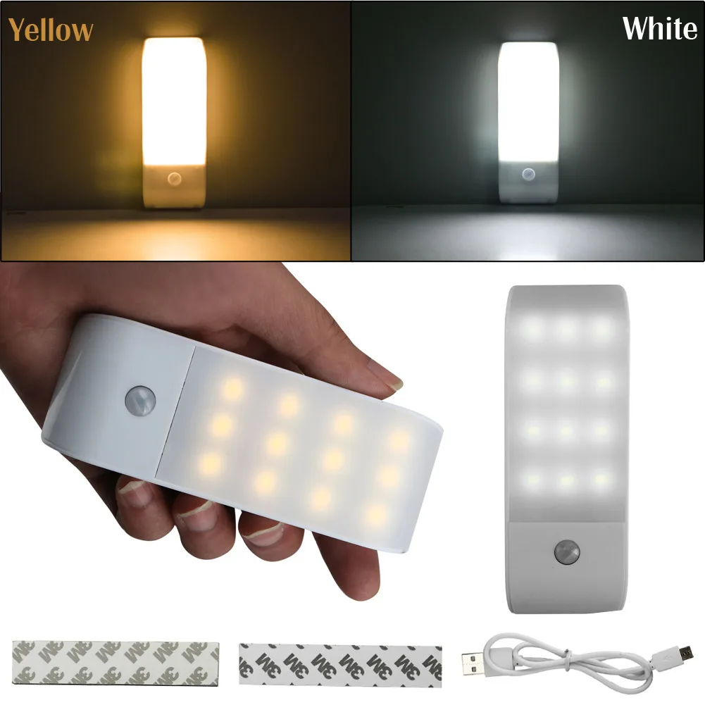 

12LED 55lm USB Rechargeable Lamp SMD5730 PIR Motion Induction Sensor Closet Nightlight Lamp With Magnetic For Wardrobe Cabinet