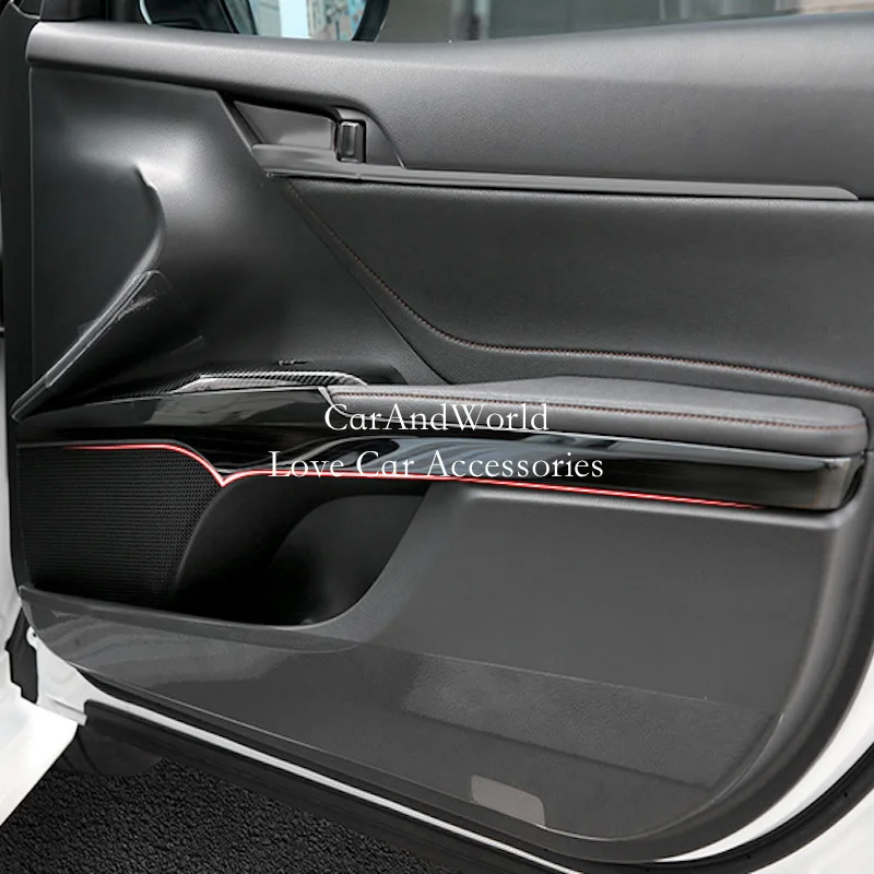 Stainless steel Car Inner Door Armrest Panel Bowl Cover Body Trim Strip For Toyota Camry XV70 2018-2023 Auto Molding Accessories