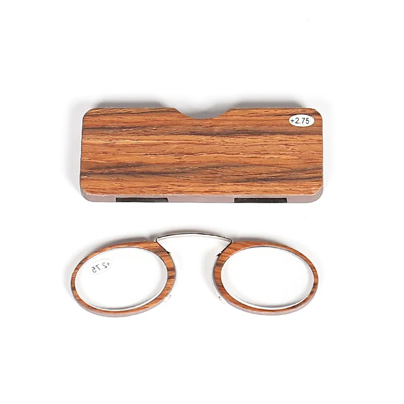 Vintage Oval Round Wood Readers Nose Clip Pince Nose Reading Glasses and Glasses Case comfortable 1.0 1.5 2.0 2.5 3.0 LH239
