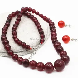 6-14mm Natural Red Stone Beads Sardonyx Round Fashion Jewelry Making Necklace Chain Earrings Sets Jewelry Sets Women Girls Gifts