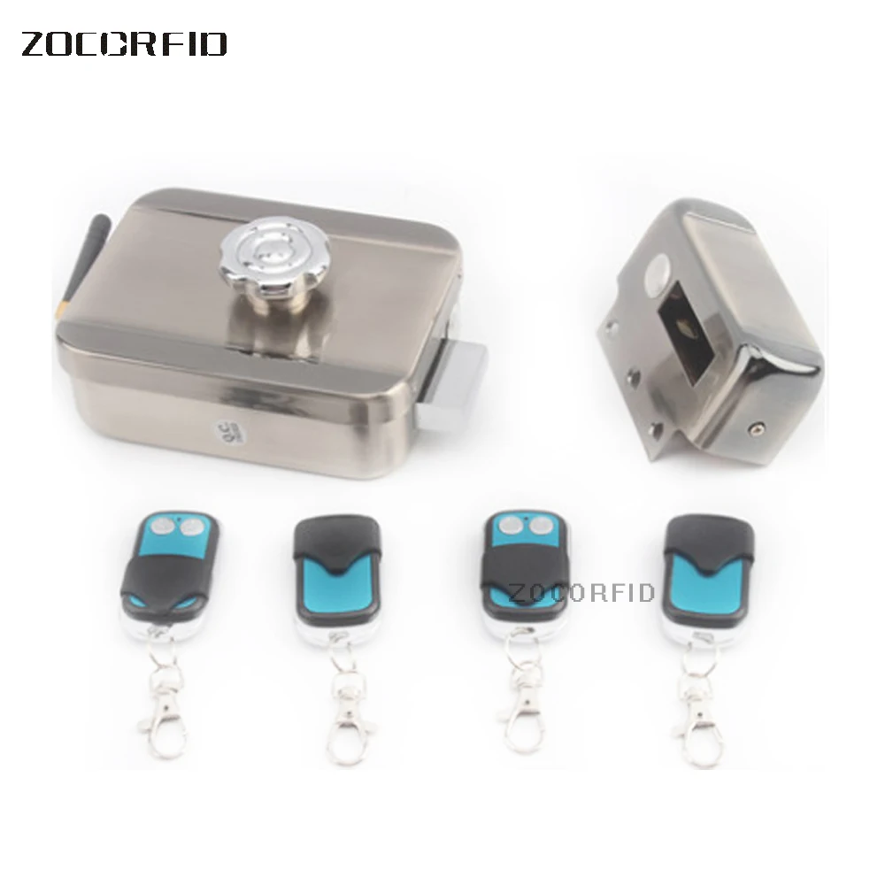 Wireless Remote control  Exterior Door Locks Security Anti-theft Lock Dry battery Support Free 4 pcs Remoter