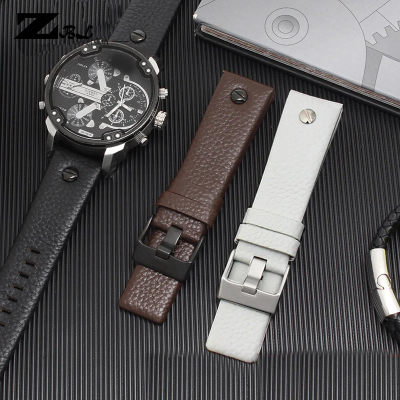 Genuine leather strap watchband 22 24 26 27 28 30mm Litchi grain for diesel DZ4316 DZ7395 DZ7305 Watch band watch bracelet