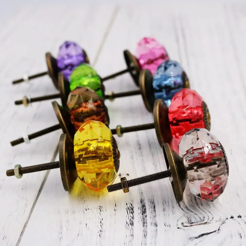 1x Colorful 38mm Furniture Knob Cabinet Knob Cupboard Closet Drawer Dresser Knob Handle Acrylic Crystal Pull