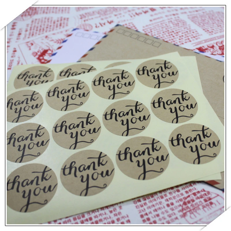 Candy paper tags/Thank You self-adhesive stickers kraft label sticker Diameter 3.8CM For DIY Hand Made Gift /Cake/108pcs/lot